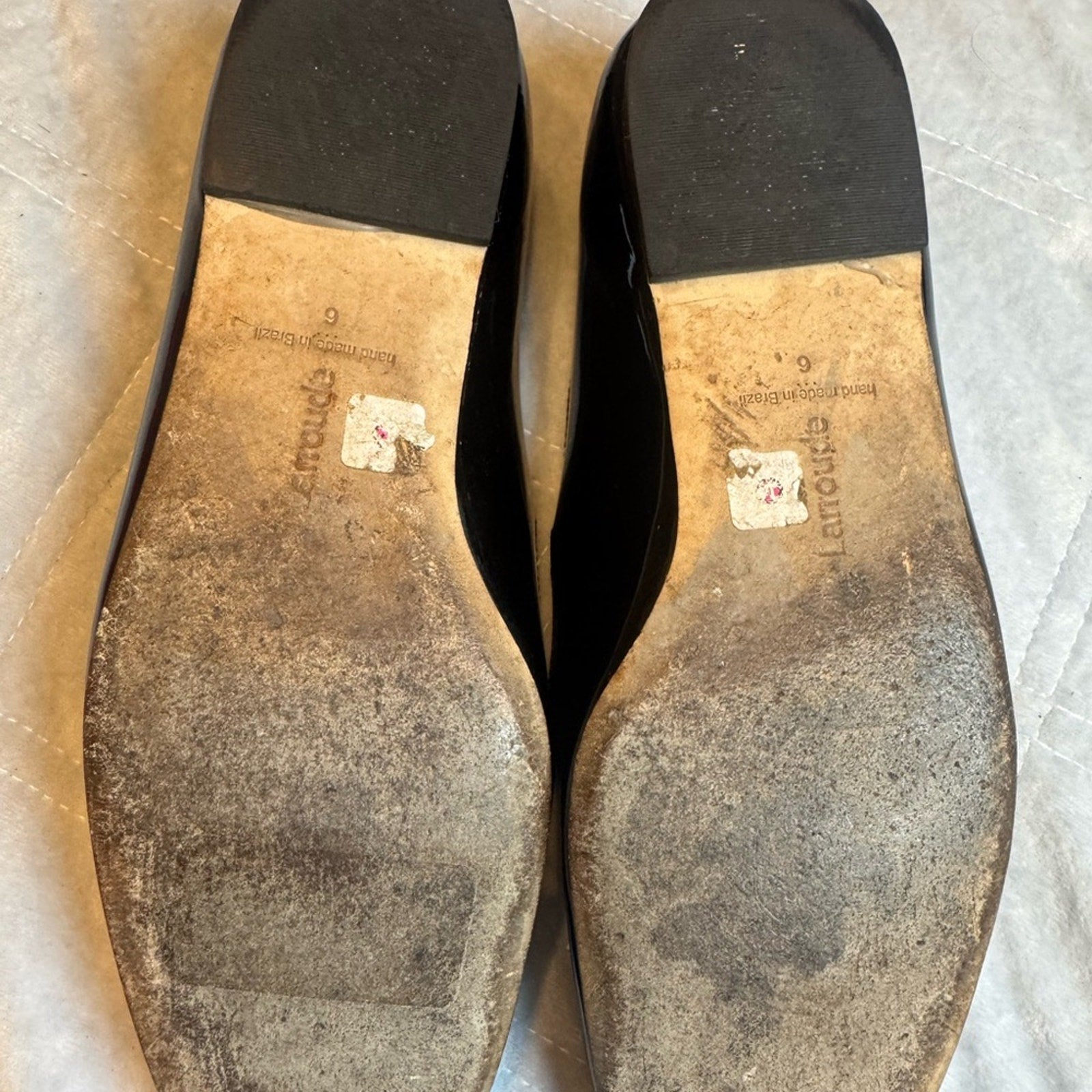 Larroudé Dolly Mary Jane Flats Black Patent Leather Size 6