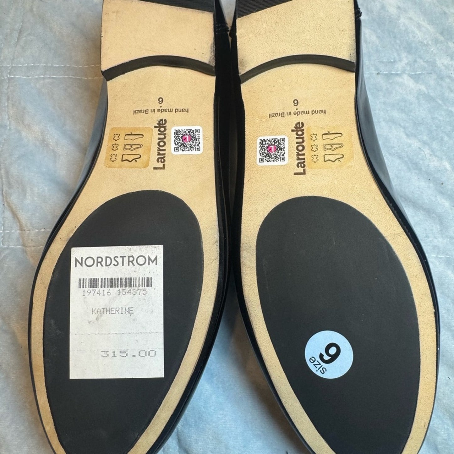 Larroudé Katherine Black Patent Loafers Size 6