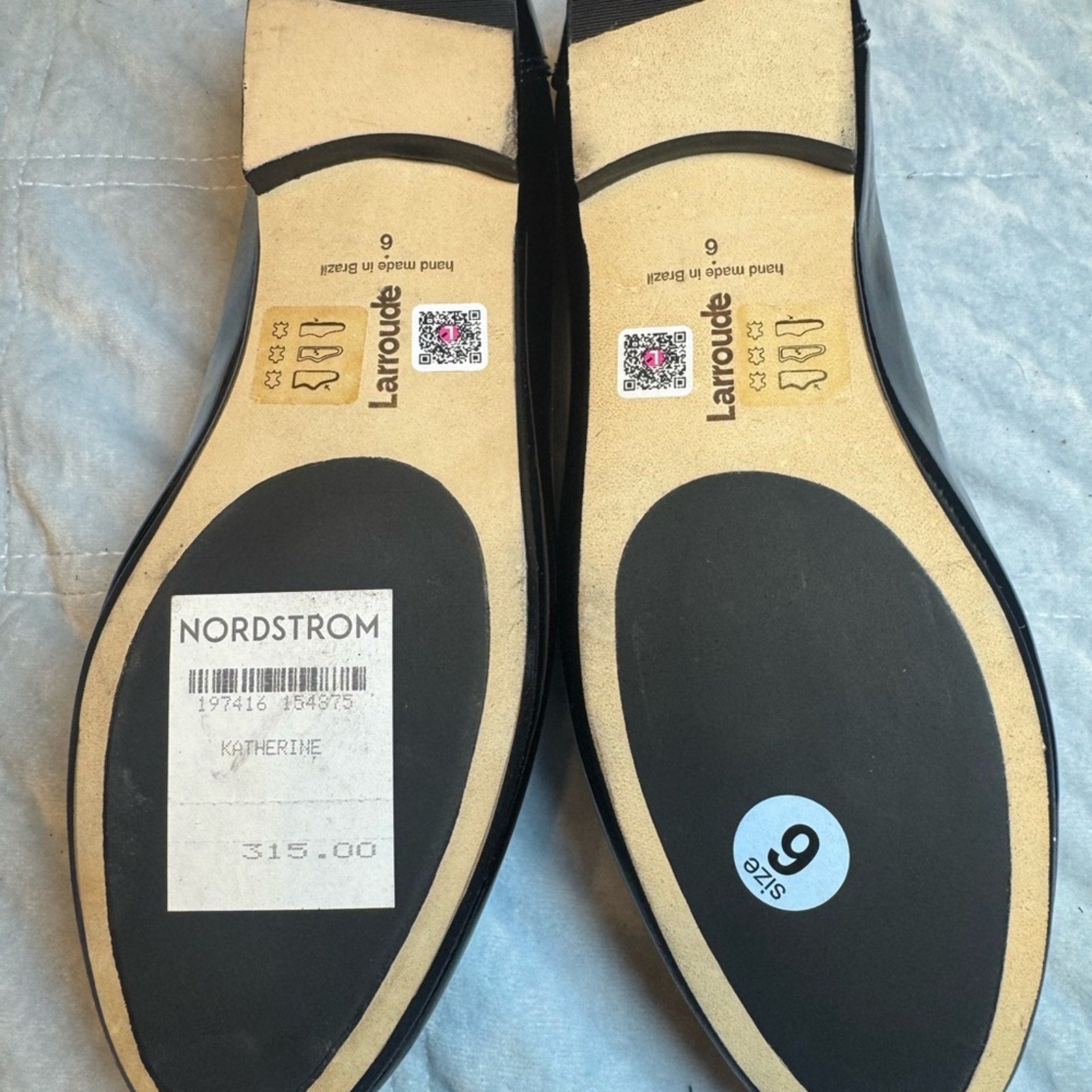 Larroudé Katherine Black Patent Loafers Size 6