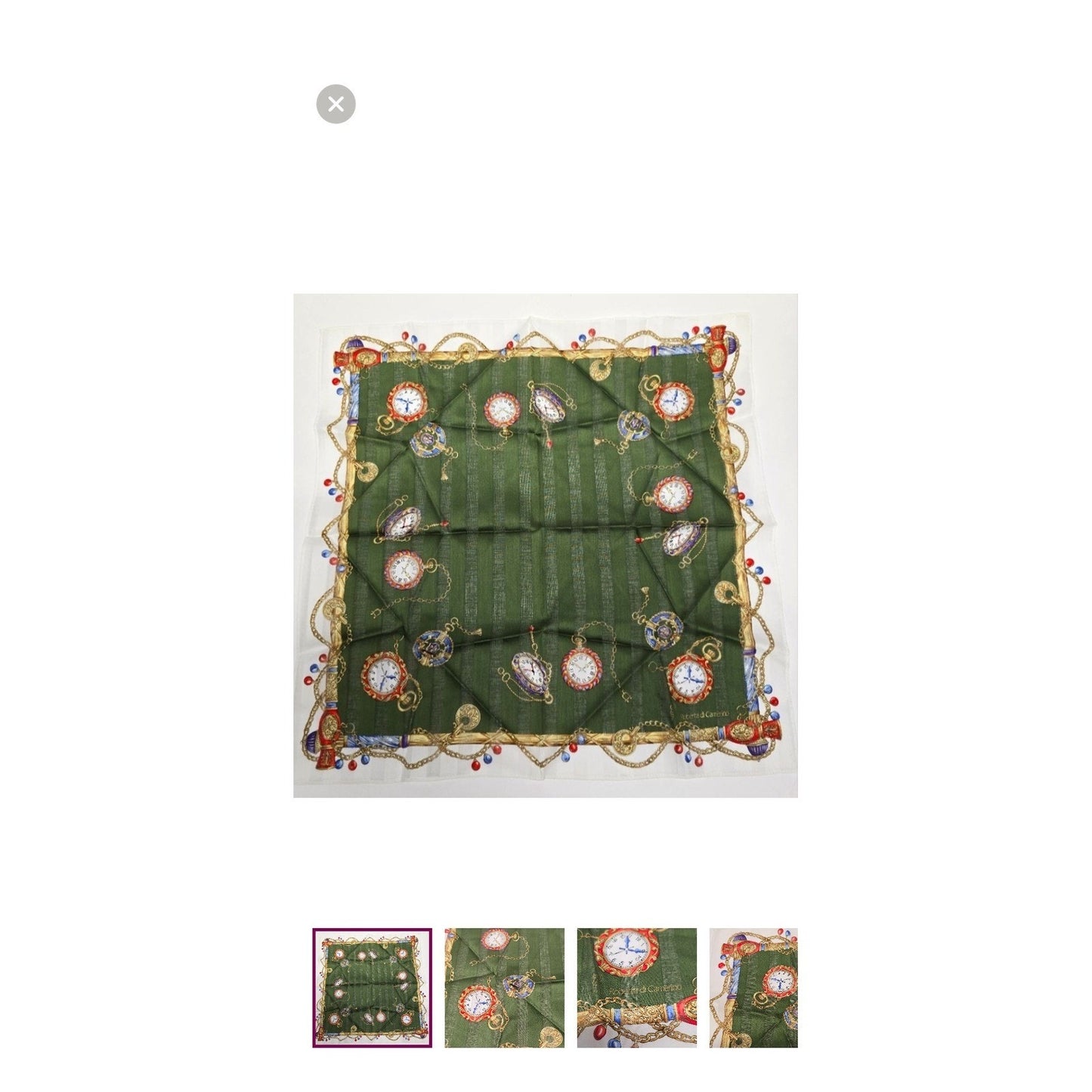 Roberta di Camerino Vintage Watch Print Handkerchief Scarf Italy