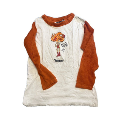 Ciudad Campus Barcelona Graphic Raglan Shirt Kids Size 12-14 Orange White
