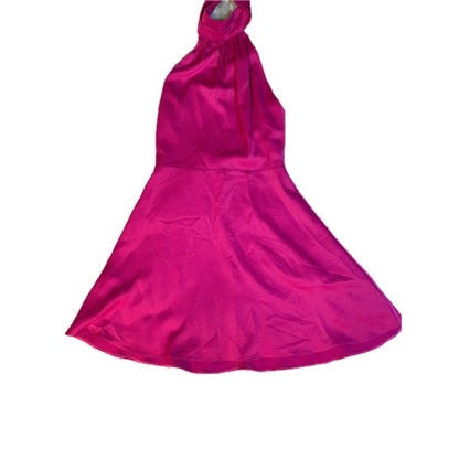 Lulus Hot Pink Halter Neck Fit Flare Mini Dress Size Small