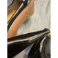 Prada Black Patent Leather Cutout Heels Size 38 with Box & Card