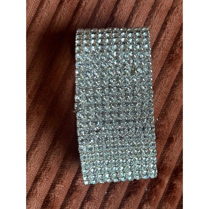 Weiss & Co Silver-Tone 9-Row Crystal Stretch Cuff Bracelet