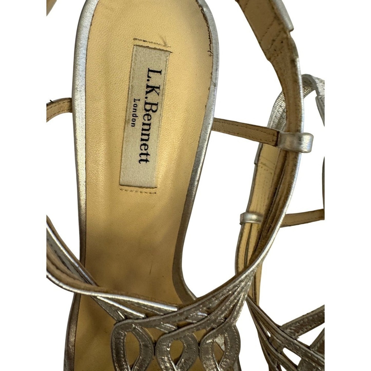 L.K. Bennett Metallic Silver Strappy Sandals – Size 40 (US 9)