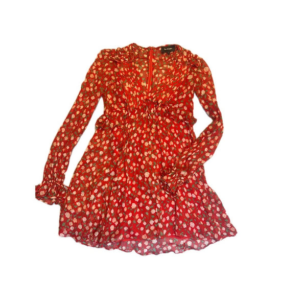 The Kooples Red Floral Long Sleeve Ruffle Mini Dress – Size 1 (S/US 4)