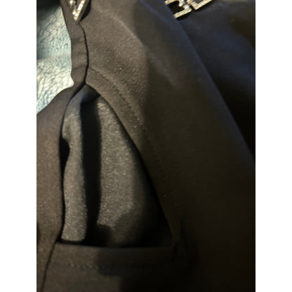 LAtiste Black Rhinestone Chain Embellished Button Front Dress