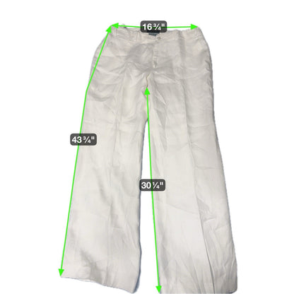 Lauren Ralph Lauren Sanderson Linen Pants Women’s 12 Wide Leg White Resort