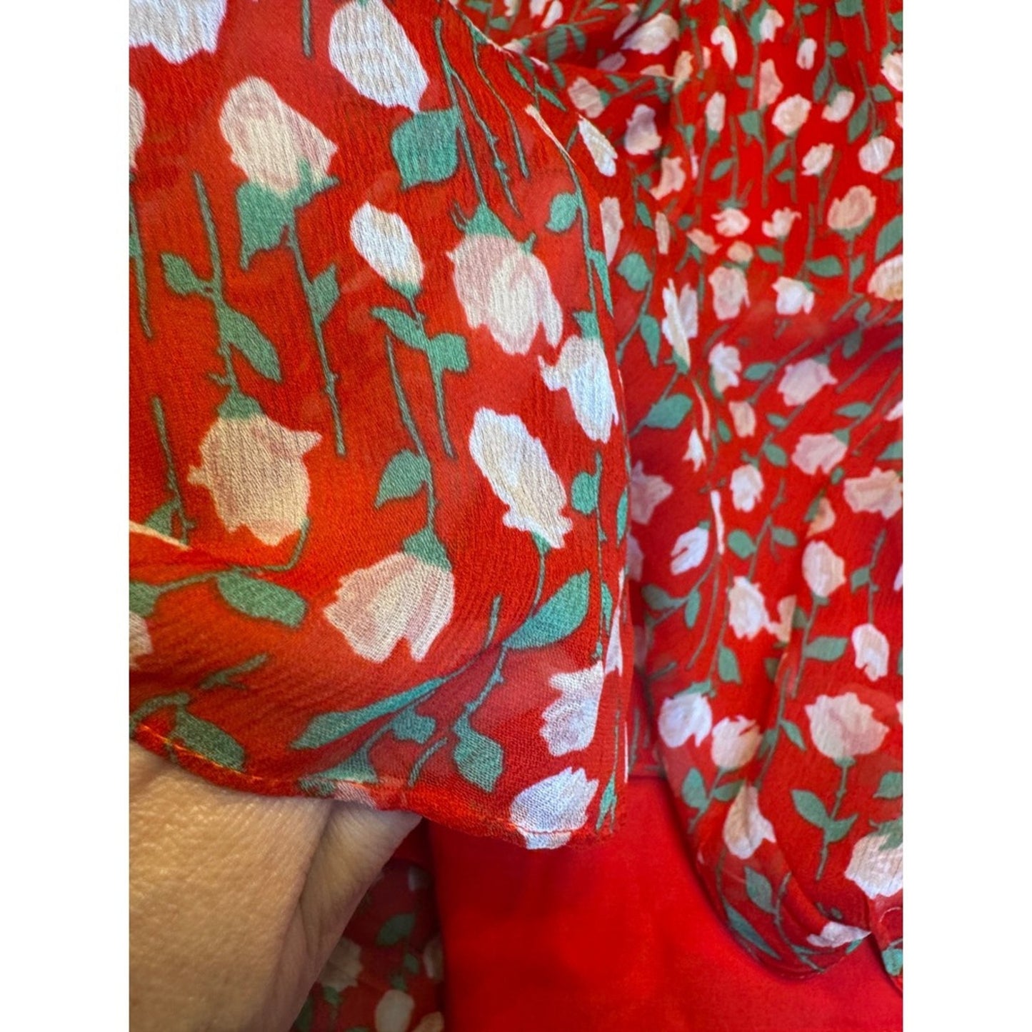 The Kooples Red Floral Long Sleeve Ruffle Mini Dress – Size 1 (S/US 4)