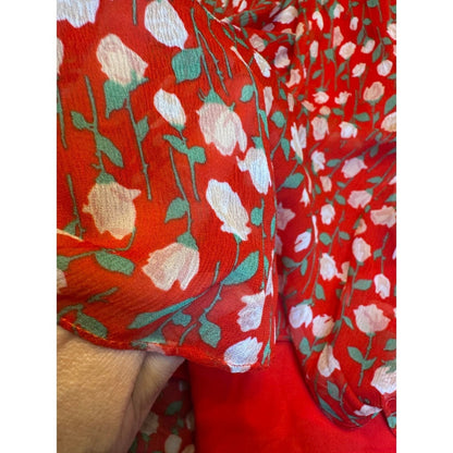 The Kooples Red Floral Long Sleeve Ruffle Mini Dress – Size 1 (S/US 4)