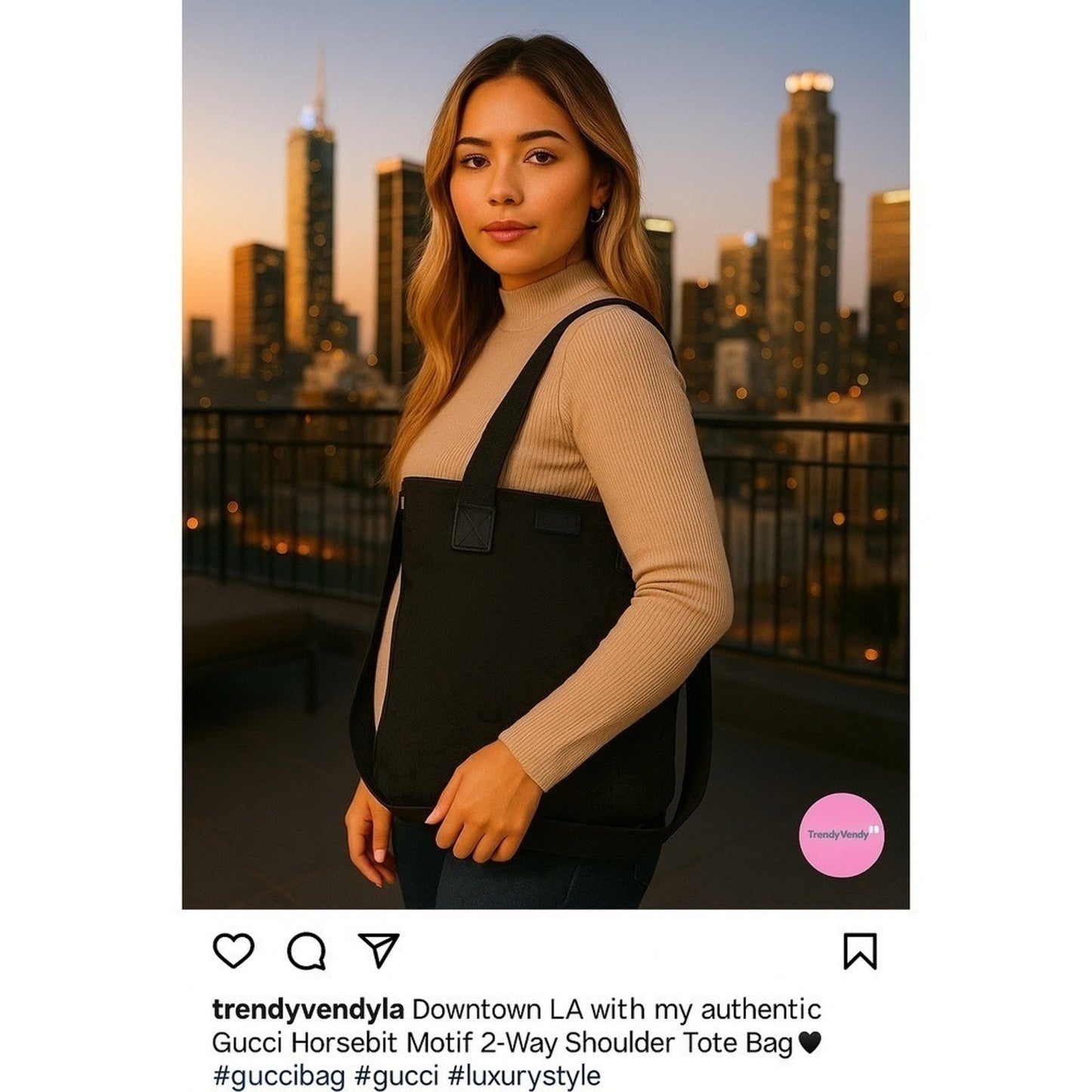 Gucci Horsebit Black Canvas Tote — Vintage Classic Style