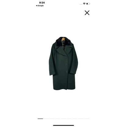 Acne Studios Dark Green Wool Blend Coat Fur Collar Button Front Size 36/4-6