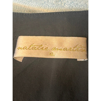 Natalie Martin Maxi Dress Womens XL Black Cotton Pleated Bib Boho Long Sleeve