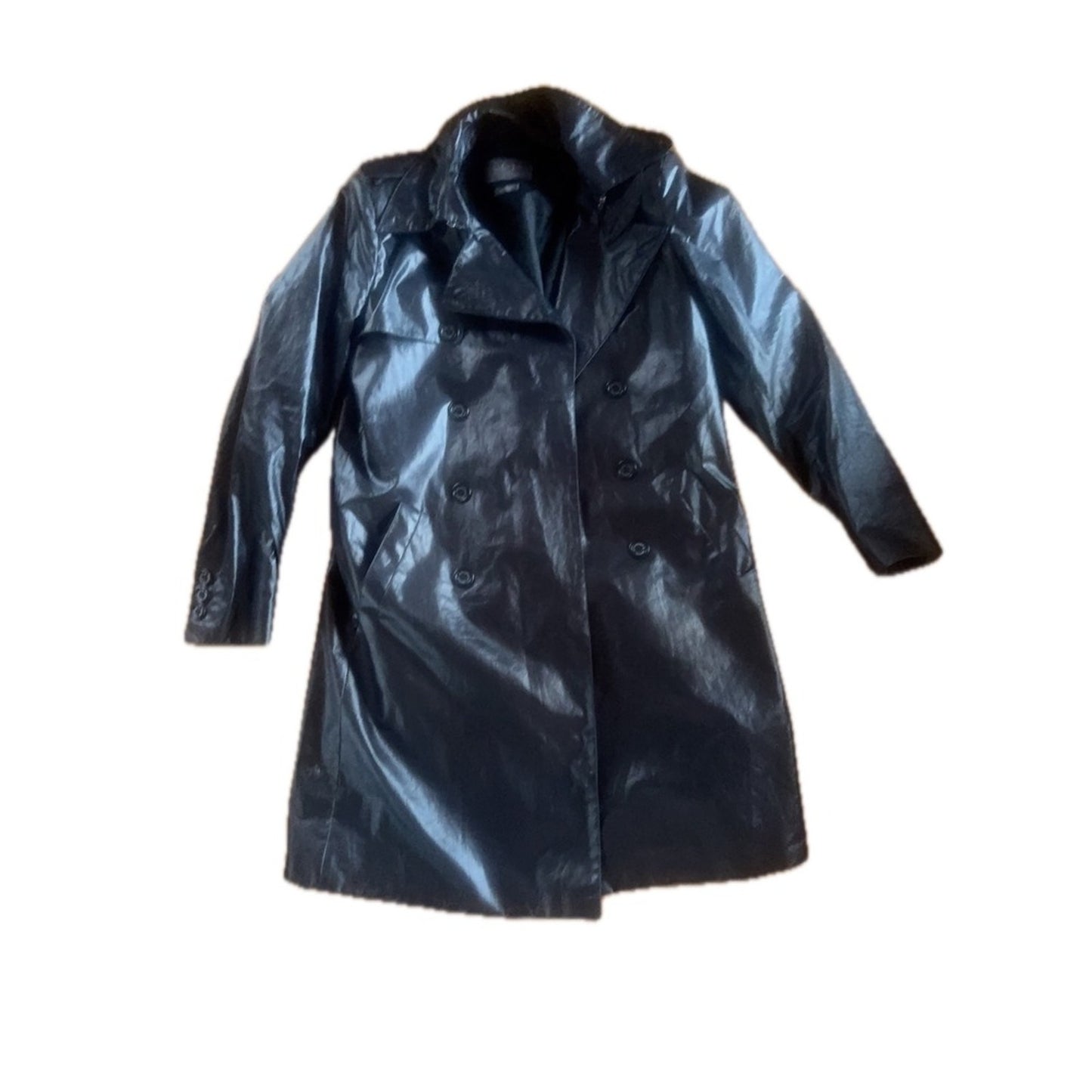 Alexander McQueen Black Faux Leather Trench Coat Made in Italy Size 48 M / Fem L