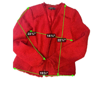 DKNY Red Bouclé Frayed Edge Jacket Women's Size 6