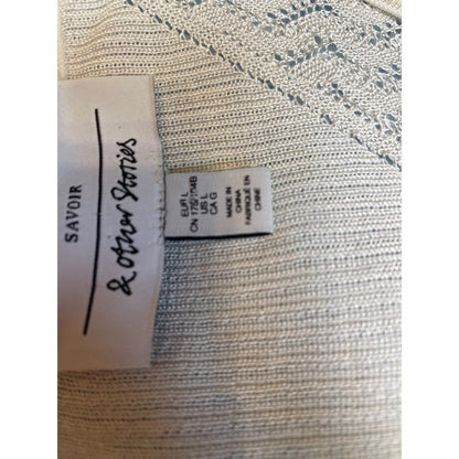 & Other Stories Savoir Sheer Knit Maxi Dress Cream Asymmetrical Midi Size s