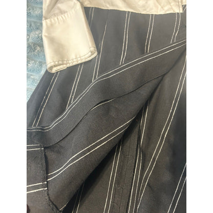 Sandro Paris Black White Pinstripe Asymmetrical Wrap Dress