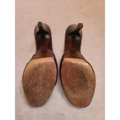 Donald J Pliner Burgundy Croc-Embossed Leather Heels — Size 7, Made in Italy
