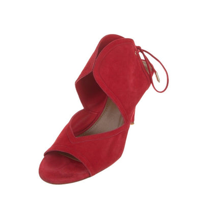 Aquazzura Red Suede Slingback Sandals Lace Up Heels IT 37.5 US 7.5