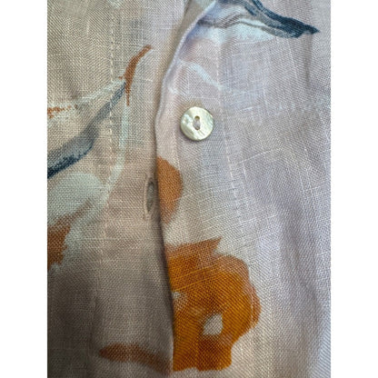 Rachel Zoe Linen Floral Print Button Down Shirt Dress, Size L
