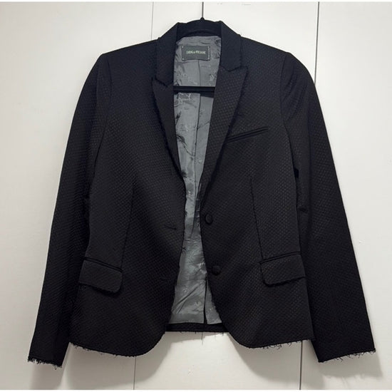 Zadig & Voltaire Virgin BF Deluxe Jacket Black Textured Blazer Size 38 size 6
