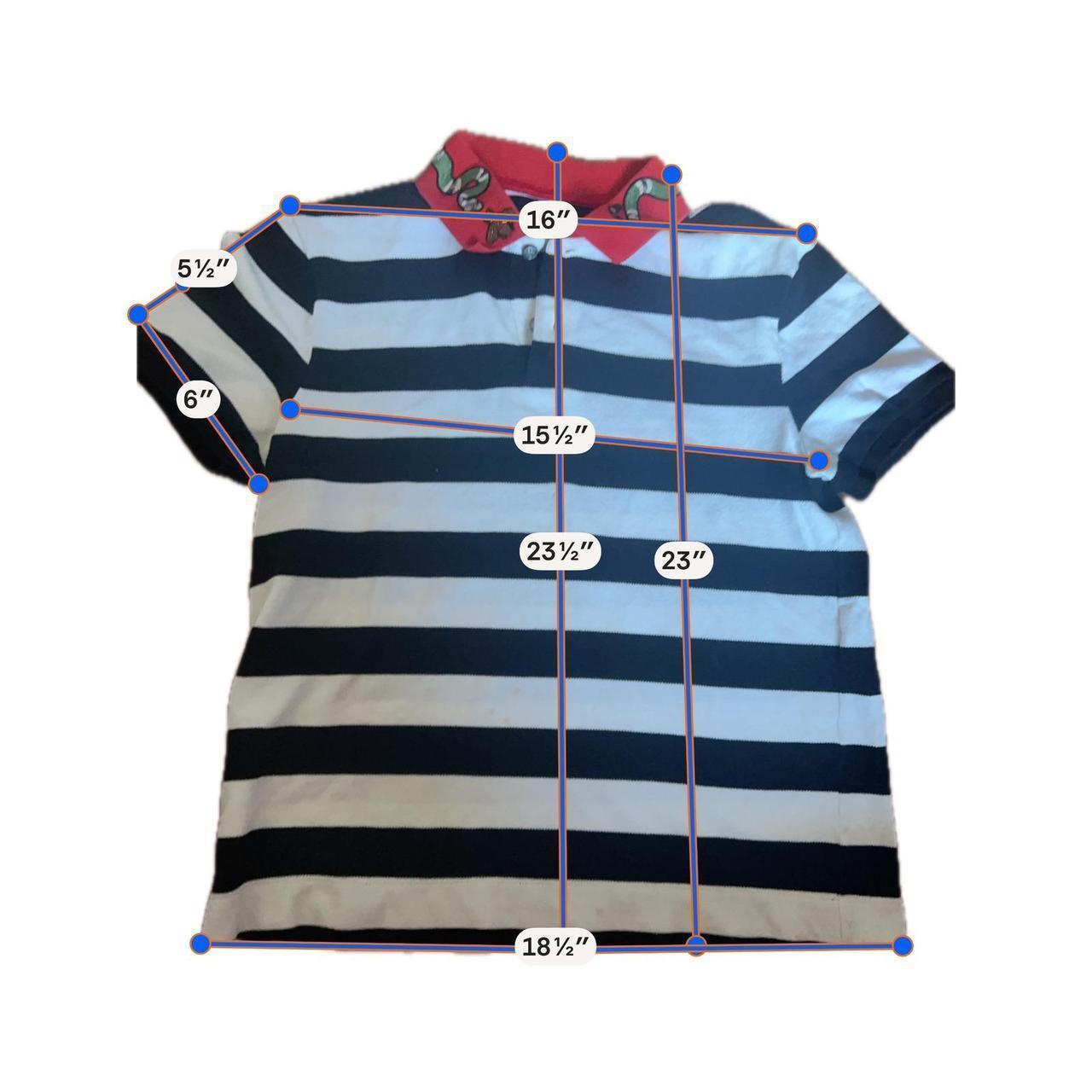 Gucci Navy White Striped Polo Shirt Red Snake Bee Embroidered Collar Size M