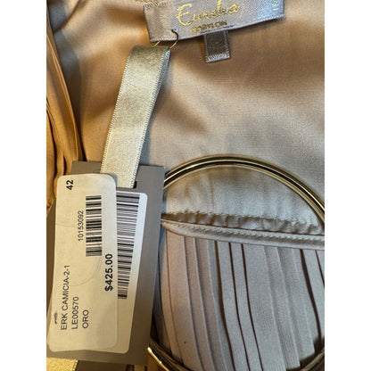 Eureka Gold Pleated Ring Detail Top – NWT – Size 42 – Retail $495