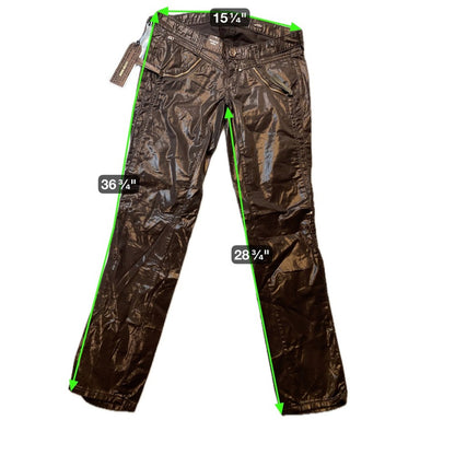 Miss Sixty Second Skin Pants Women's Black Shiny Zipper Detail Size L 30