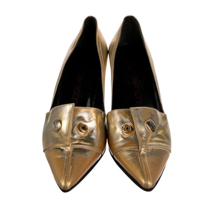 Bruno Frisoni Metallic Gold Pointed Toe Stiletto Heels Shoes Women size 7.5