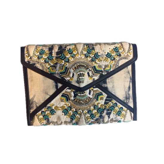 Rebecca Minkoff Beaded Embroidered Foldover Clutch Bag Boho Tie Dye 10