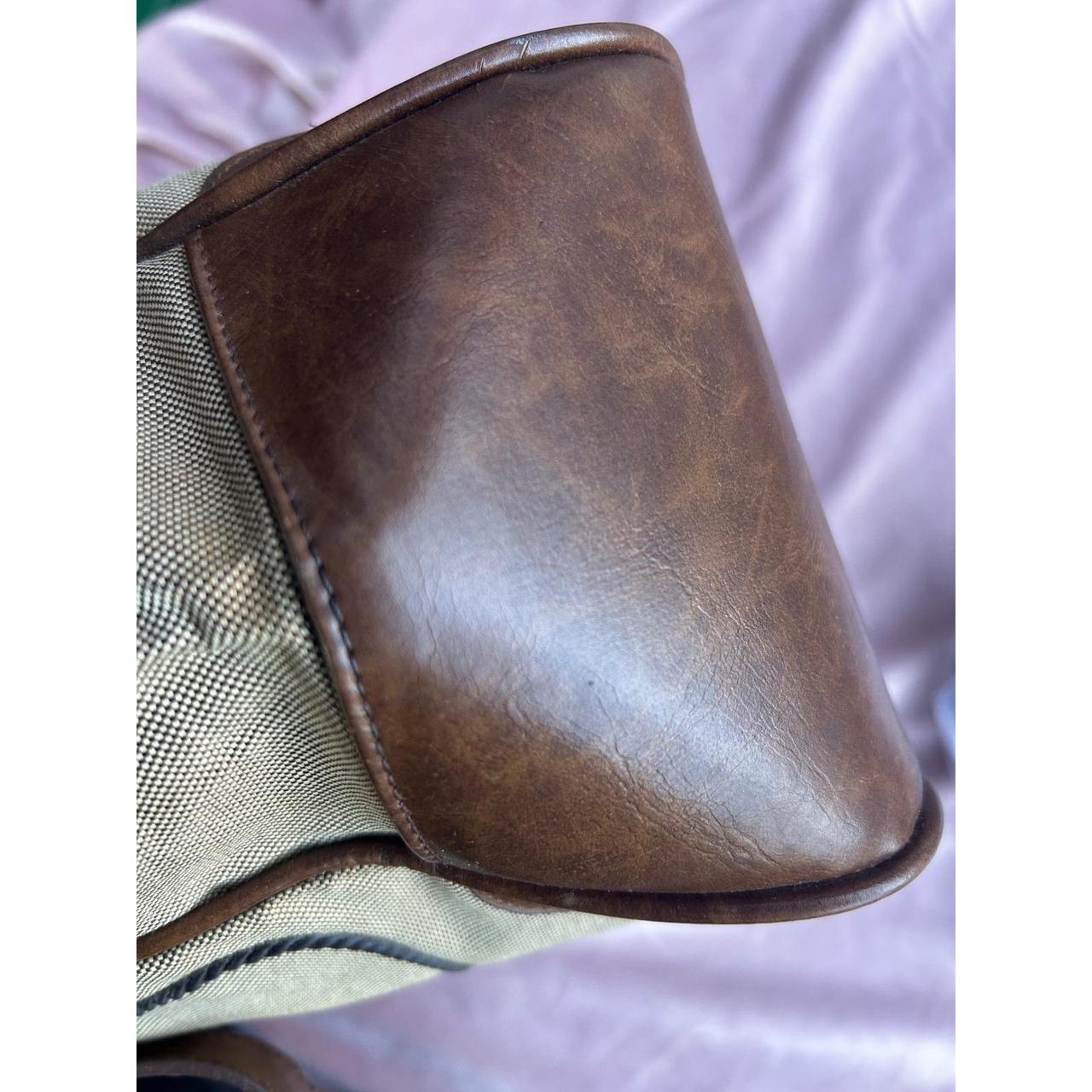 Prada Milano Canvas Tote Bag Brown Leather Trim Vintage Shoulder Bag