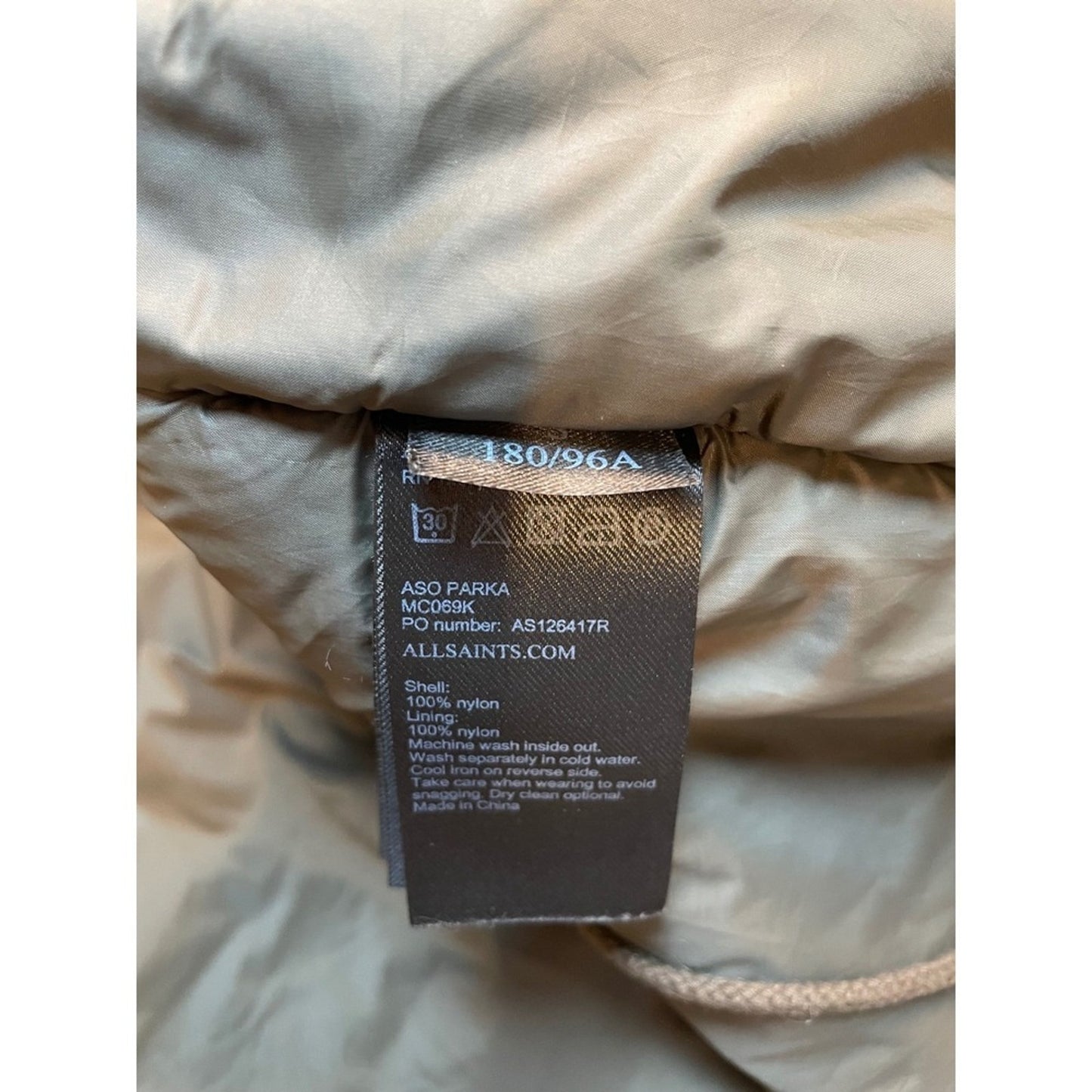 ALLSAINTS Olive Green Nylon Bomber Coat  With Multiple Zippers Size Small