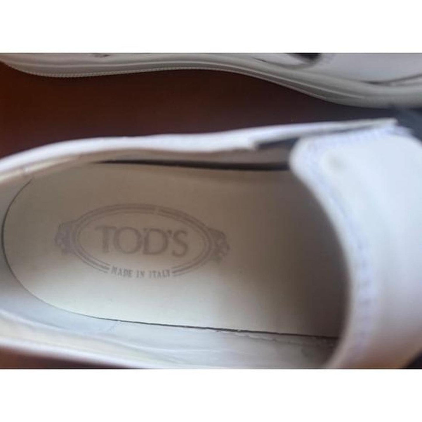 Tods white leather slip on