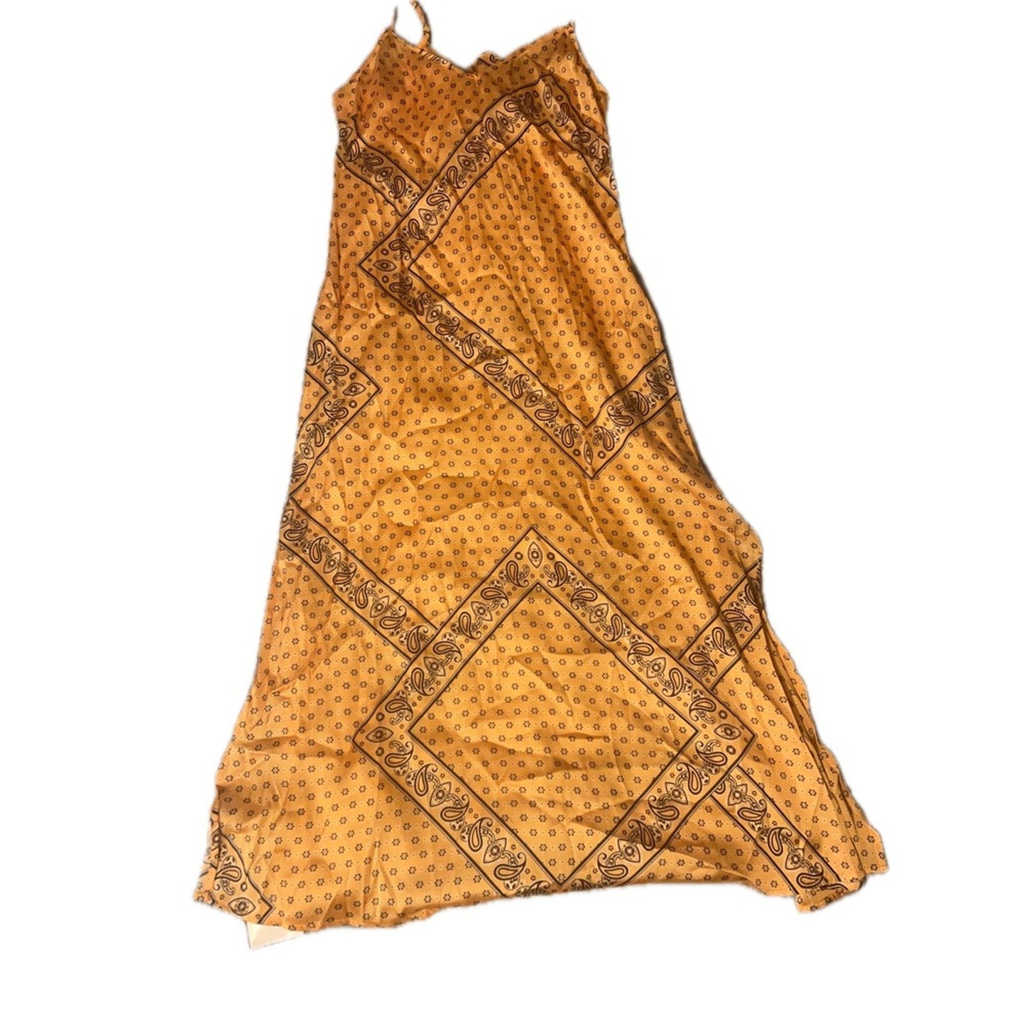 BETSEY JOHNSON Bohemian Paisley Print Maxi Yellow  Strap Sundress size S