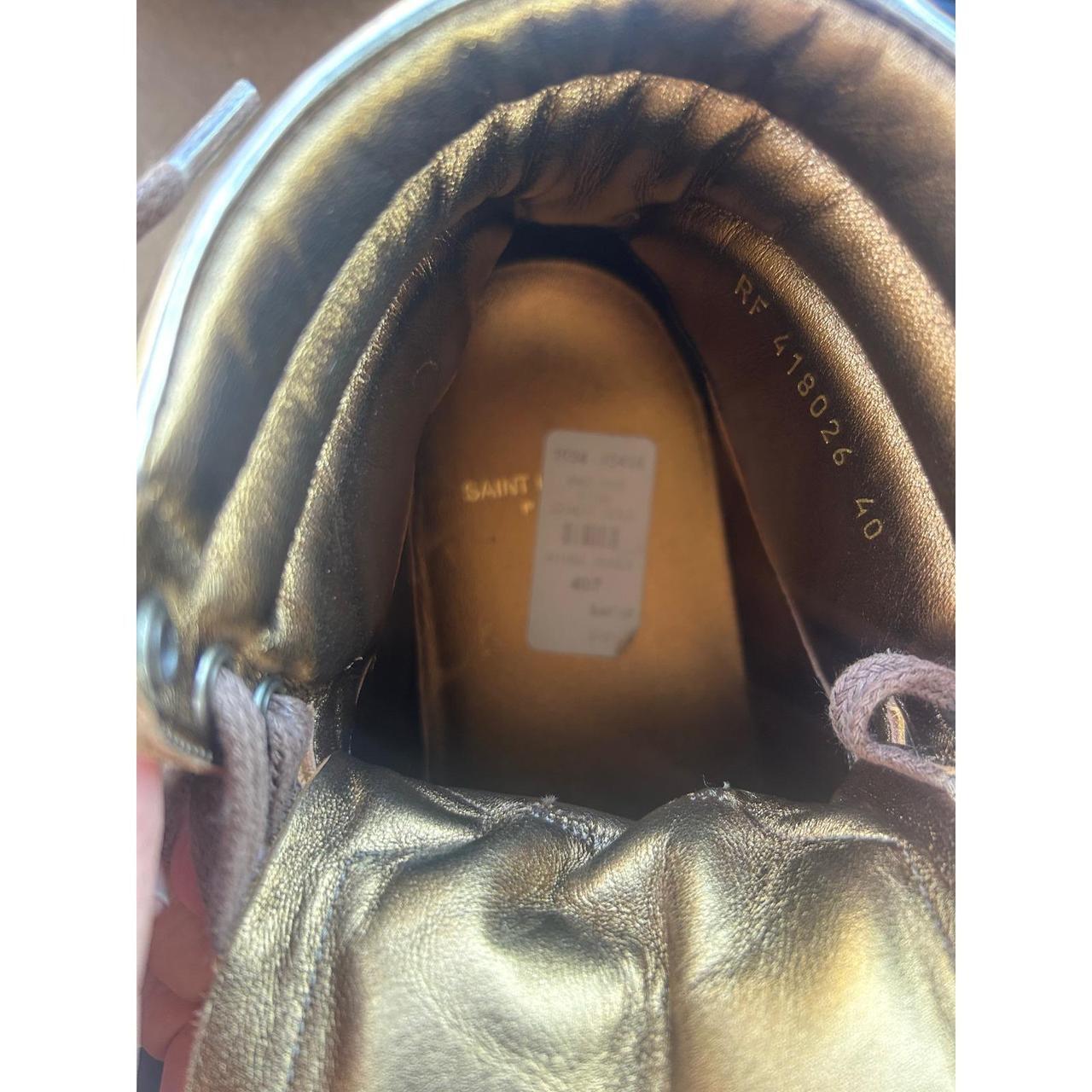Saint Laurent SL/10H Gold Metallic Leather High Top Sneakers Mens 40 RF 418026