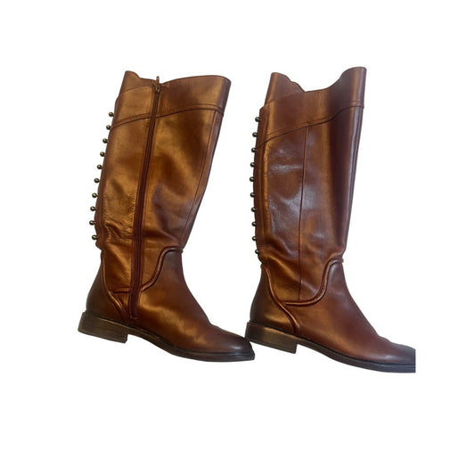 Leather Knee High Boots Brown Riding Equestrian Style Women's Size 8M