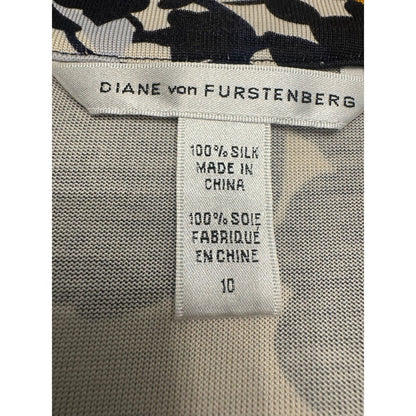 Diane von Fürstenberg Silk Wrap Dress 10 Floral Print Long Sleeve Iconic DVF