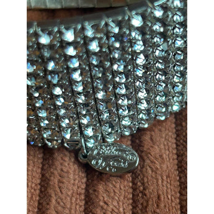 Weiss & Co Silver-Tone 9-Row Crystal Stretch Cuff Bracelet