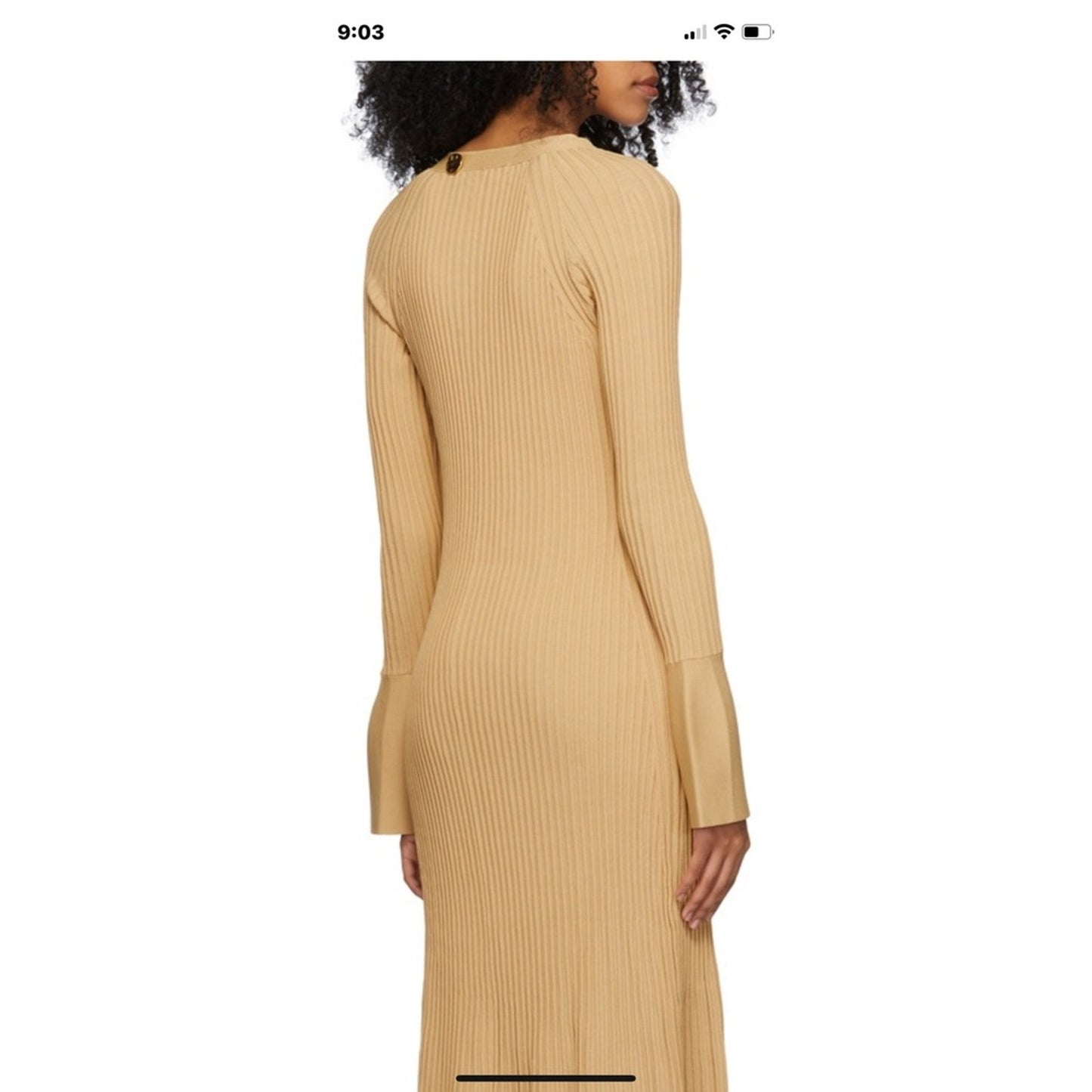 Proenza Schouler Ribbed Knit Long Sleeve Maxi Cardigan Dress Mustard Yellow S