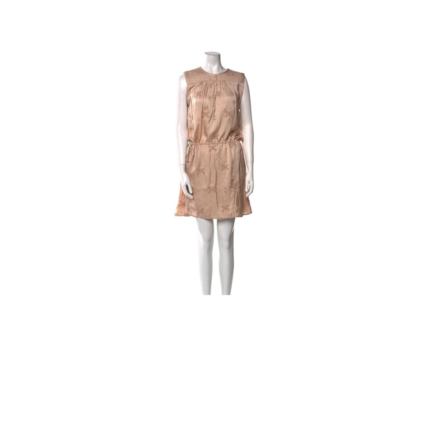 Zadig & Voltaire Crew Neck Mini Dress Beige Sleeveless Silk Blend Size M