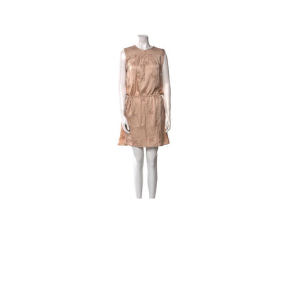Zadig & Voltaire Crew Neck Mini Dress Beige Sleeveless Silk Blend Size M
