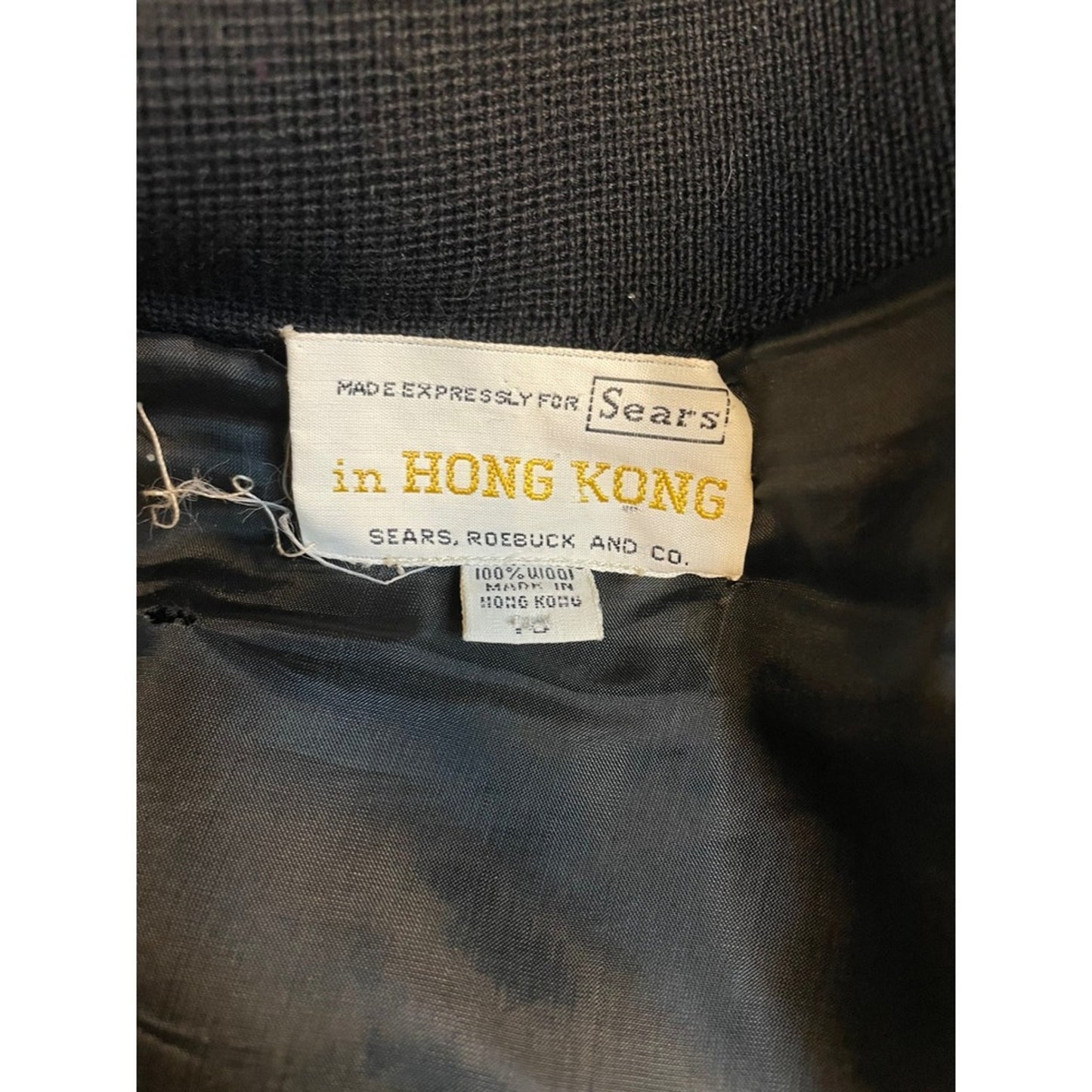Sears Hong Kong Beaded Flower Embellished Black Wool Jacket Size Medium