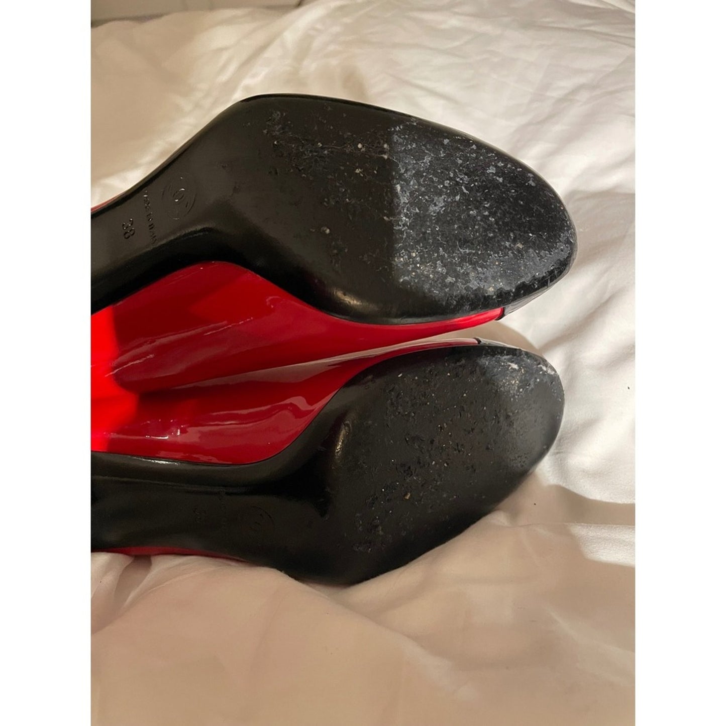 Chanel Red Patent Leather Cap Toe Heels Pumps Shoes Made in Italy Size 38/ USA 8