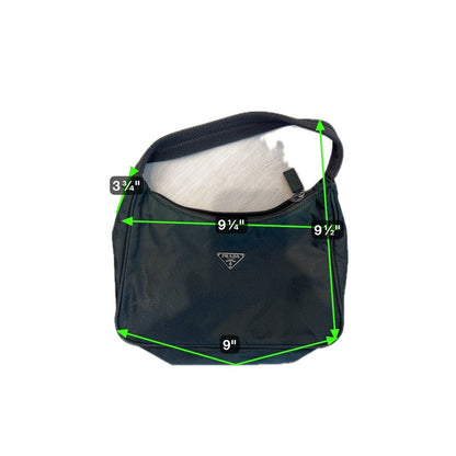 Prada Tessuto Nylon Shoulder Bag Black Mini Hobo Purse