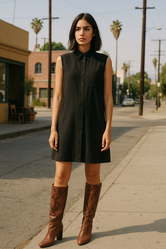 AllSaints Silk Sleeveless Button Down Dress Shirt Womens US 2 Black