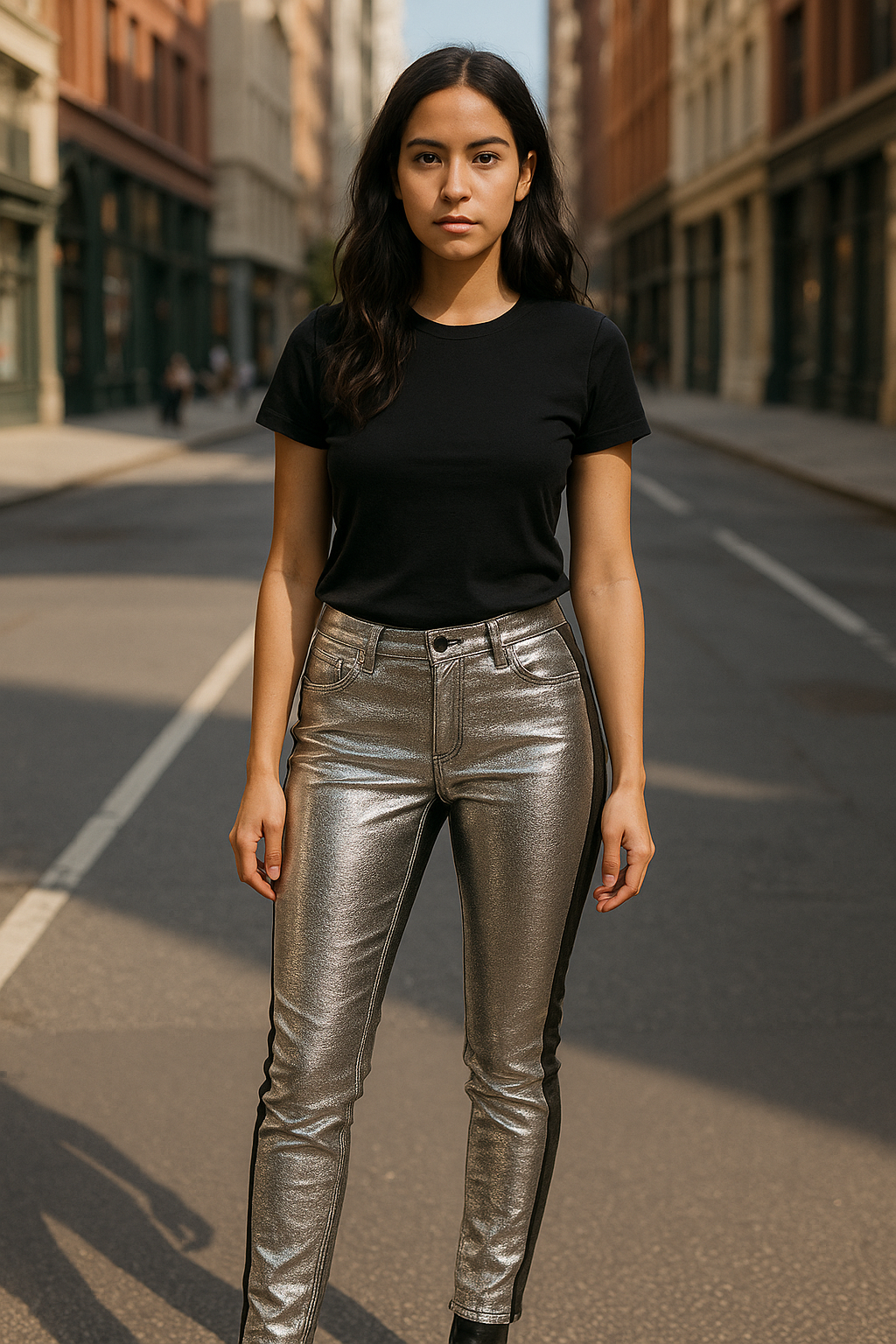 Balmain Paris Metallic Silver Skinny Pants – Size 36 (Made in France) Size 4