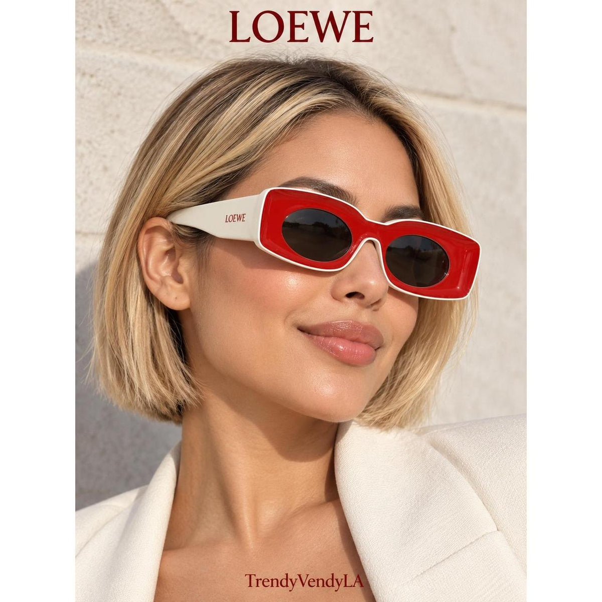 Loewe LW40033I White Red Two-Tone Acetate Sunglasses