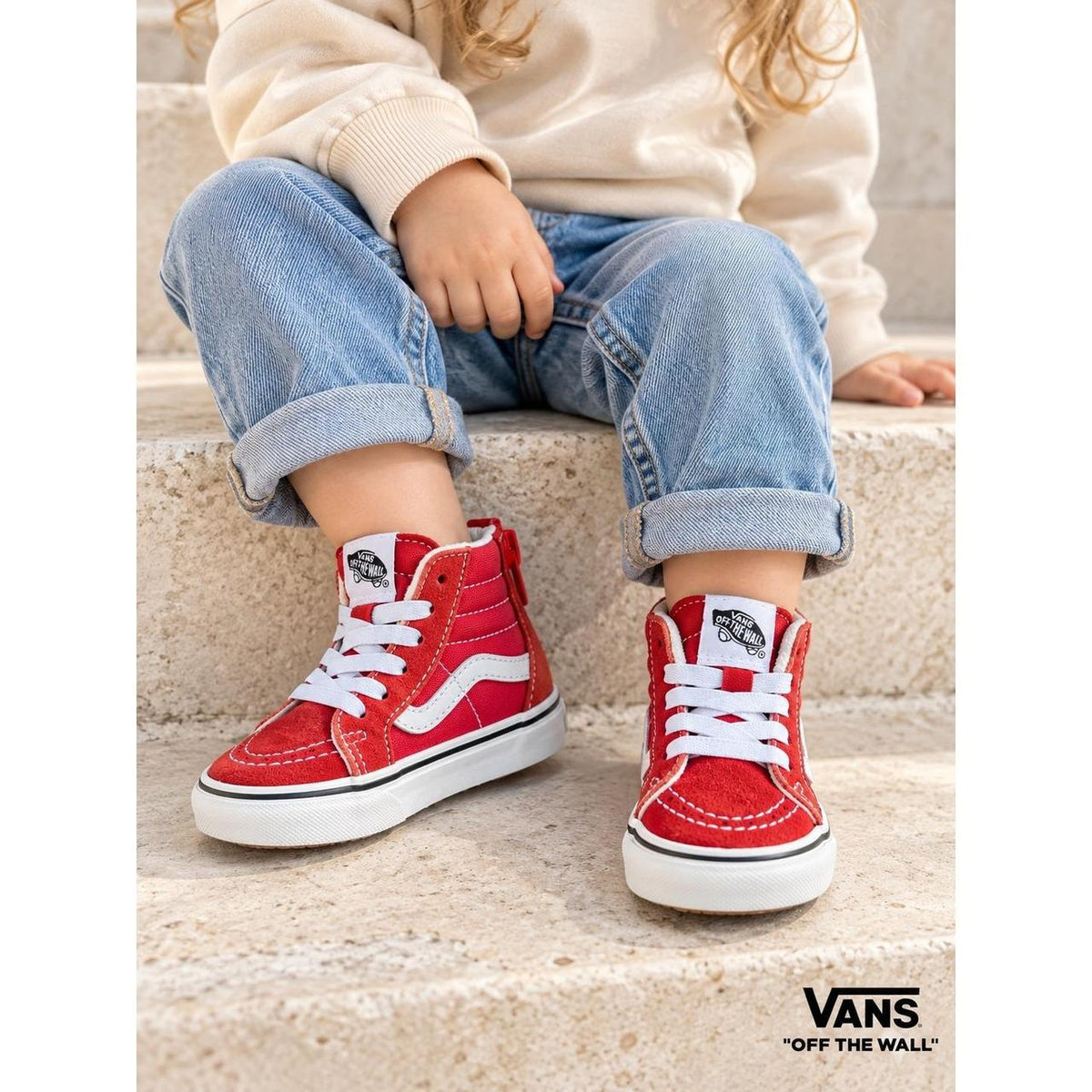 Vans Sk8-Hi Zip Red Suede Canvas Toddler Sneakers Size 4