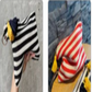 Striped Canvas Cosmetic Pouch