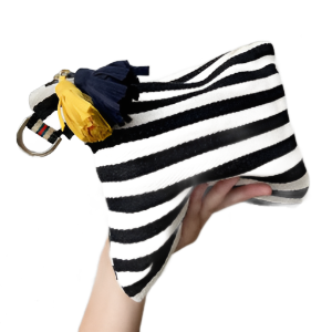 Striped Canvas Cosmetic Pouch